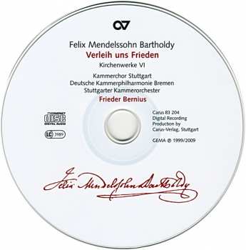 CD Deutsche Kammerphilharmonie Bremen: Verleih Uns Frieden (Kirchenwerke VI = Church Music = Œuvres Sacrées)