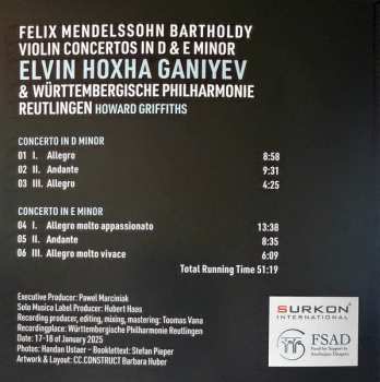 CD Felix Mendelssohn-Bartholdy: Violin Concertos  In D & E Minor