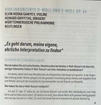 CD Felix Mendelssohn-Bartholdy: Violin Concertos  In D & E Minor