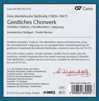 10CD/Set di cofanetti Felix Mendelssohn-Bartholdy: Geistliches Chorwerk