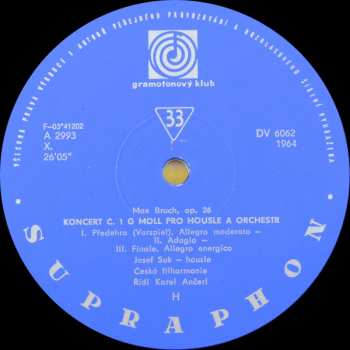 LP The Czech Philharmonic Orchestra: Romantické Houslové Koncerty