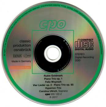 CD Hyperion-Trio: Piano Trio • Vier Lieder, Piano Trio