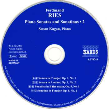 CD Ferdinand Ries: Piano Sonatas And Sonatinas • 2