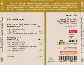 CD Johannes Brahms: Violin Concerto In D Major / Symphony No. 2 In D Major