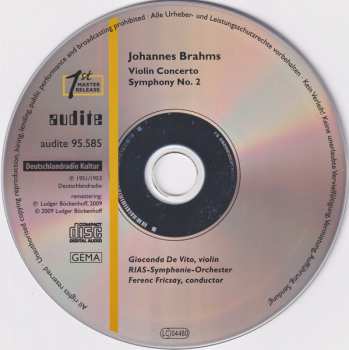 CD Johannes Brahms: Violin Concerto In D Major / Symphony No. 2 In D Major