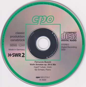 CD Ferruccio Busoni: Violin Sonatas Op. 29 & Op. 36a