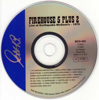 CD Firehouse Five Plus Two: Live At Earthquake McGoon's 1970 