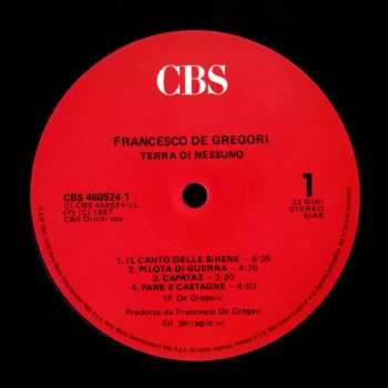 LP Francesco De Gregori: Terra Di Nessuno CLR