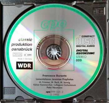 CD Francesco Durante: Lamentationes Jeremiae Prophetae