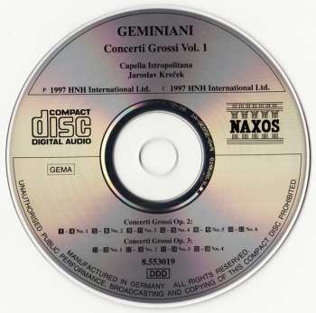 CD Jaroslav Krček: Concerti Grossi Op.2, Nos.1-6 - Op.3, Nos.1-4