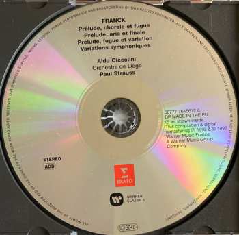 CD César Franck: Prélude, Chorale Et Fugue / Prélude, Aria Et Finale / Prélude, Fugue Et Variation / Variations Symphoniques
