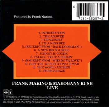CD Frank Marino: Live