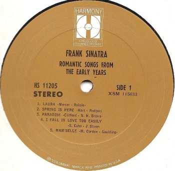 LP Frank Sinatra: Romantic Songs From The Early Years