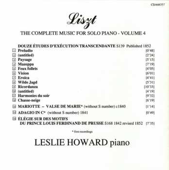 CD Franz Liszt: Transcendental Studies · Elégie Sur Des Motifs De Prince Louis Ferdinand De Pursse · Adagio · Mariotte· 
