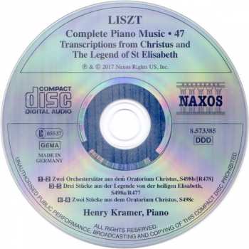 CD Franz Liszt: Transcriptions From Christus And The Legend Of St Elisabeth