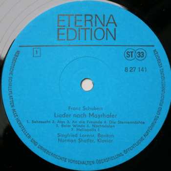 LP Franz Schubert: Lieder Nach Mayrhofer
