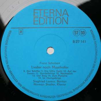 LP Franz Schubert: Lieder Nach Mayrhofer