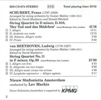 CD Ludwig van Beethoven: Der Tod Und Das Mädchen / String Quartet In F Minor, Op. 95