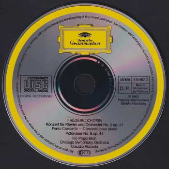 CD Frédéric Chopin: Piano Concerto = Klavierkonzert = Concerto Pour Piano No. 2 ∙ Polonaise Op. 44