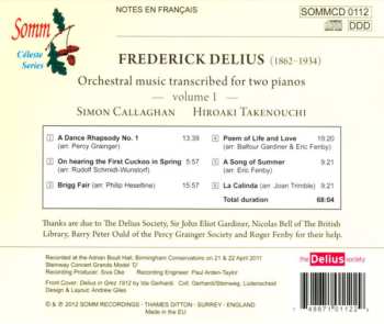 CD Frederick Delius: Orchestral Music Arranged For Two Pianos, Volume 1 
