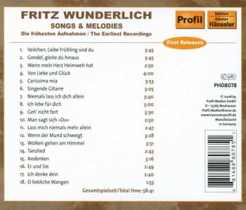 CD Fritz Wunderlich: Songs & Melodies - Die Frühesten Aufnahmen/The Earliest Recordings