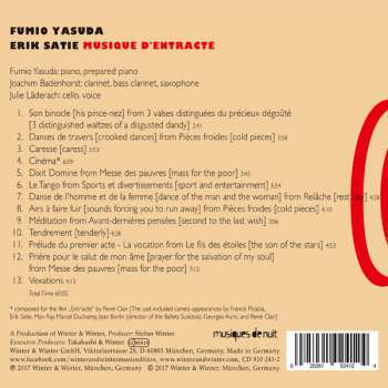 CD Fumio Yasuda: Erik Satie - Musique D'Entracte