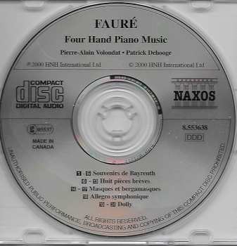 CD Gabriel Fauré: Four Hand Piano Music / Dolly∙ Masques Et Bergamasques