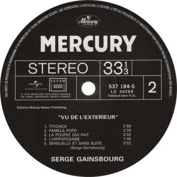 2LP Serge Gainsbourg: Vu De L'Extérieur