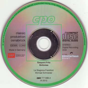 CD Gaspard Fritz: 5 Sinfonias