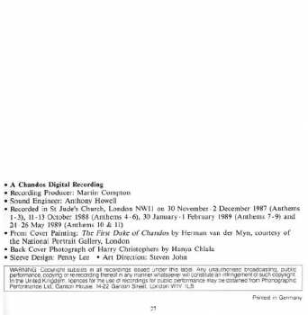 4CD/Set di cofanetti Georg Friedrich Händel: Chandos Anthems (Complete)