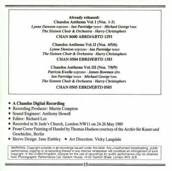 CD Georg Friedrich Händel: Chandos Anthems Volume 4 – Nos. 10 & 11