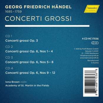 4CD/Set di cofanetti Georg Friedrich Händel: Concerti Grossi Op. 3 & 6 (Complete)