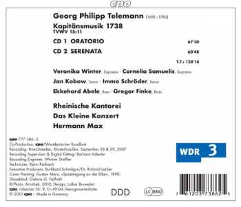 2CD Georg Philipp Telemann: Kapitänsmusik 1738