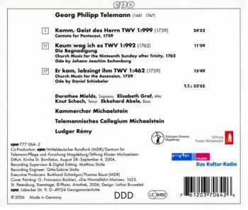 CD Georg Philipp Telemann: Komm Geist Des Herrn (Late Cantatas)