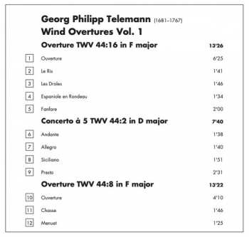 CD Georg Philipp Telemann: Wind Overtures Vol. 1