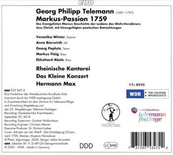 2CD Georg Philipp Telemann: Markus-Passion 1759