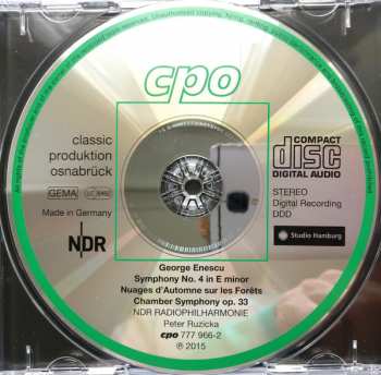 CD George Enescu: Symphony 4 - Chamber Symphony - Nuages D'Automne Sur Les Forêts
