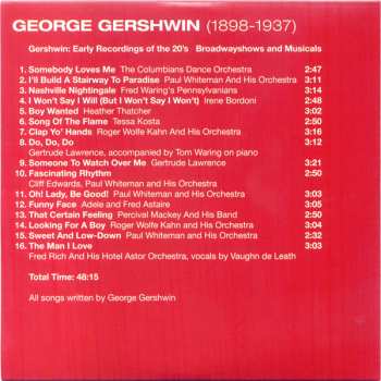 10CD/Set di cofanetti George Gershwin: 1898-1937