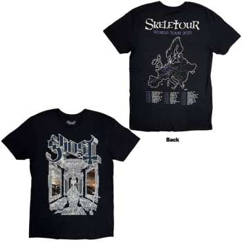 Merce Ghost: Ghost Unisex T-shirt: Skeleta Album Cover '25 Tour Dates (black) (back Print) (small) S