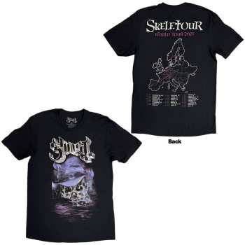 Merce Ghost: Ghost Unisex T-shirt: Skeletour Admat '25 Tour Dates (black) (back Print) (small) S