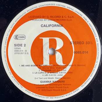 LP Gianna Nannini: California