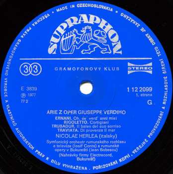 LP Giuseppe Verdi: Árie Z Oper G. Vediho