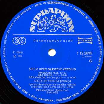 LP Giuseppe Verdi: Árie Z Oper G. Vediho