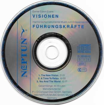 CD Gomer Edwin Evans: Visionen (Harmonische Instrumental-Musik Zum Entspannen Für Führungskräfte)