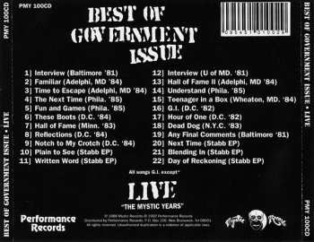 CD Government Issue: Best Of Government Issue • Live - The Mystic Years