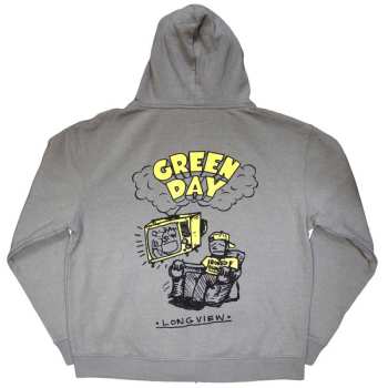 Merce Green Day: Green Day Unisex Zipped Hoodie: Longview Doodle (back Print) (small) S