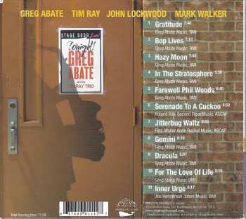 CD Greg Abate: Gratitude: Stage Door LIVE @ The Z