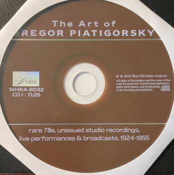 6CD/DVD/Set di cofanetti Gregor Piatigorsky: The Art Of  (Rare 78s Unissued Studio Recordings, Public Performances And Broadcasts)