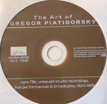 6CD/DVD/Set di cofanetti Gregor Piatigorsky: The Art Of  (Rare 78s Unissued Studio Recordings, Public Performances And Broadcasts)