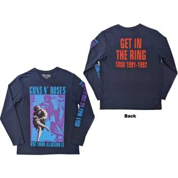 Merce Guns N' Roses: Guns N' Roses Unisex Long Sleeve T-shirt: Get In The Ring Tour '91-'92 (back & Sleeve Print) (small) S